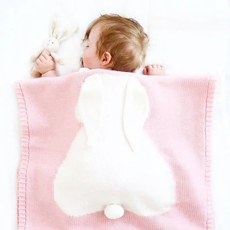 Детское Хлопковое одеяло Большой Кролик уха пеленание новорожденных одеяло мягкие одеяльца для пеленания ребенка/малыша/детей постельные принадлежности трикотажные