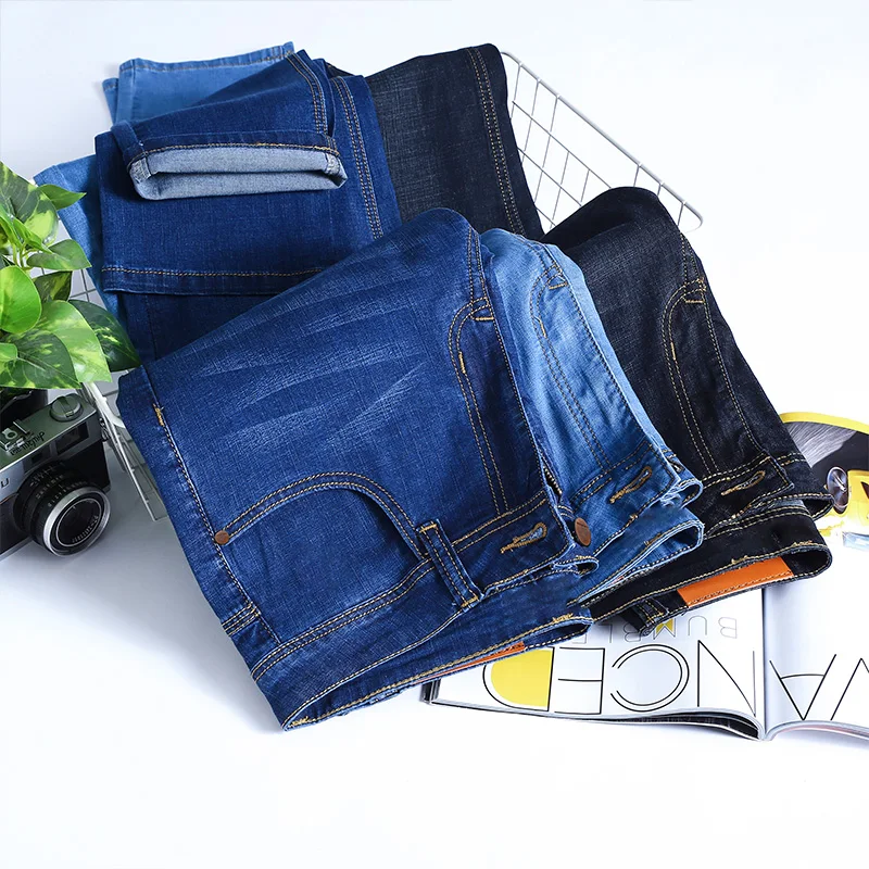 

2019 New Men's Slim Jeans Classic Style Fashion Washed Elastic Ripped Trousers Blue Male Brand Pants