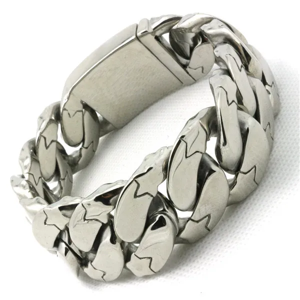 

186g Huge Top Quality Sliver Five-Pointed Star Man Boy Bracelet 316L Stainless Steel Hot Biker Rock Punk Star New Hot Bracelet