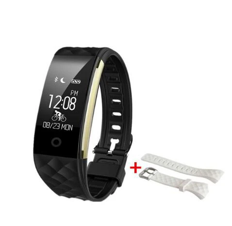 Смарт-браслет Maxinrytec S2 монитор сердечного ритма Smartband фитнес-трекер модные спортивные fit bit часы с гибким браслетом Bluetooth 4,0 - Цвет: add white strap