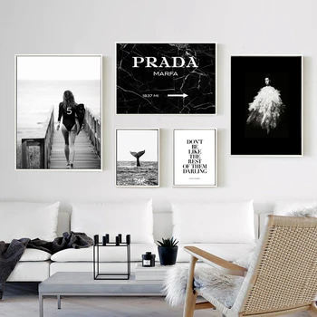 

Woman Fashion Surf Poster Letter Nordic Wall Pop Art Canvas Painting Vogue Posters and Prints Modern Living Room Decor for Home
