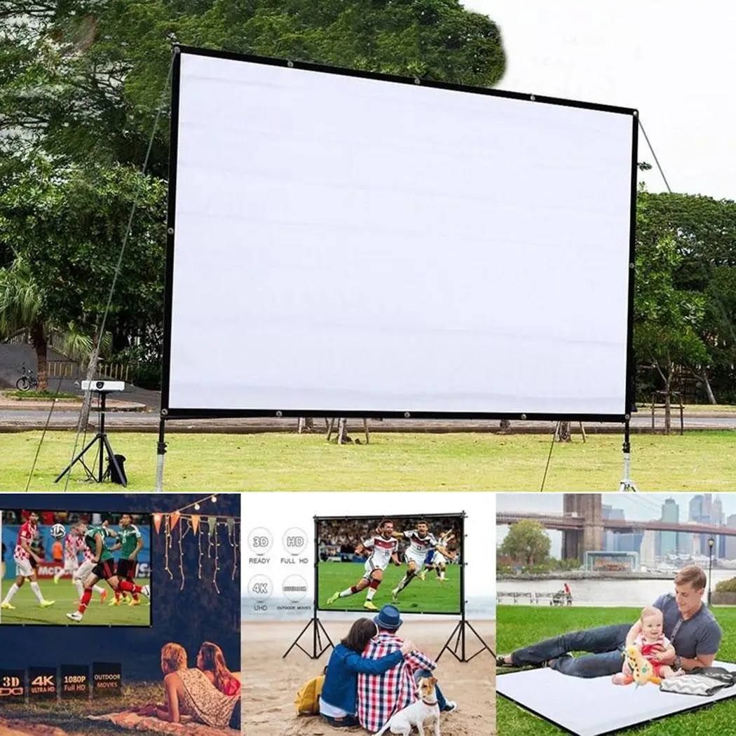 

Foldable Anti-Crease For Home Theater Indoor 160 Outdoor Projector 4:3 Black Movie Screen