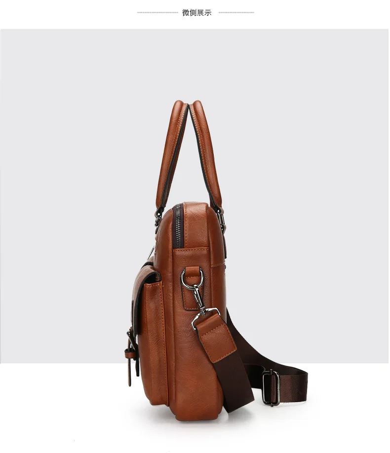 ZYJ Men Business Travel Leather Laptop Briefcase Male Bags Causal Sling Messenger Shoulder Portfolio Briefcase Bag Handbag Bolsa (29)