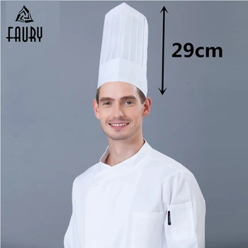 

10Pcs/Lot Wholesale Unisex Nonwoven High Middle Flat Chef Waiter Round Hat Restaurant Hotel Kitchen Cooking Work Wear Long Cap