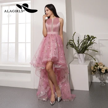 

Alagirls Backless Lace Prom Dress 2020 New Designed A Line Evening Dress Hi-Low Party Dress Formal Woman Dresses Robes de bal