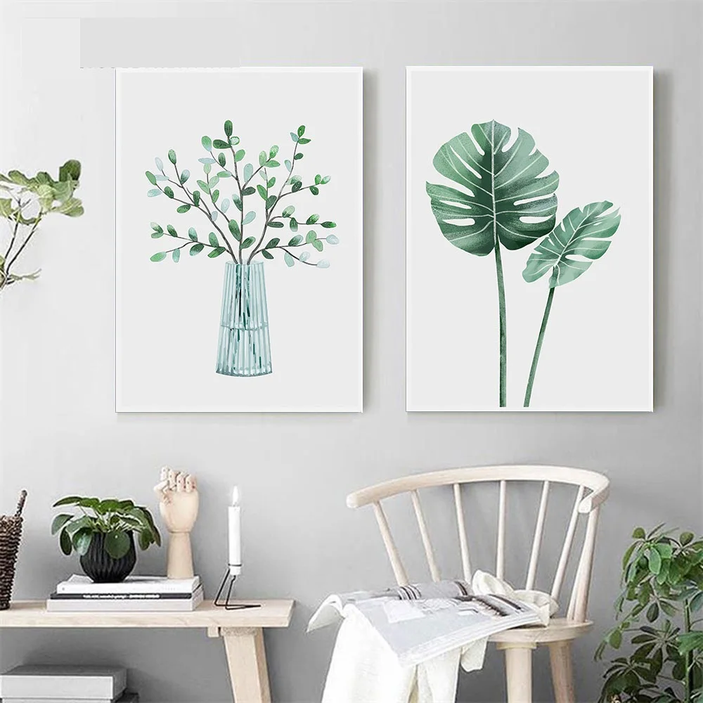 Scandinavian-Style-Watercolor-Plant-Leaf-Nordic-Poster-Nature-Wall-Art-Canvas-Prints-Painting-Decoration-Pictures-Home(2)