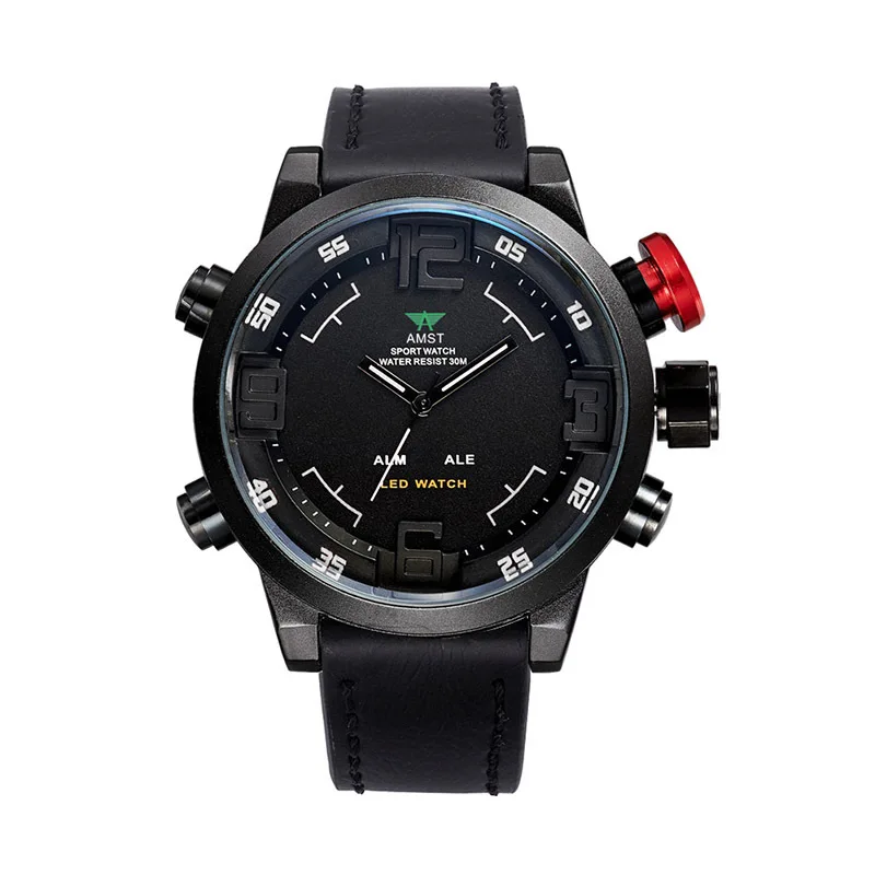 Люксовый бренд AMST мужские G стильные ударные часы светодиодный дисплей военные часы мужские двойной дисплей часы 5 бар водонепроницаемые кварцевые часы