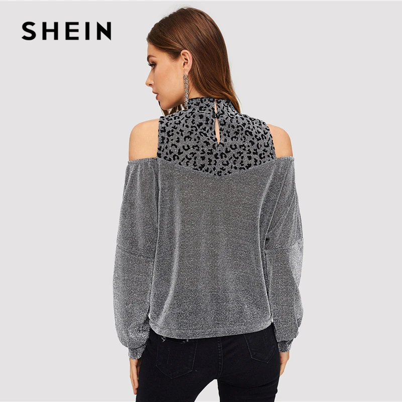 SHEIN Оригинальный Джемпер С Разрезами Леопардовым Принтом И Открытыми