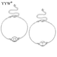 YYW New Arrival Women Girl Jewelry Anklet Bracelets Simple Zodiac Constellation Sign Charm Oval Chain Bracelets Anklets