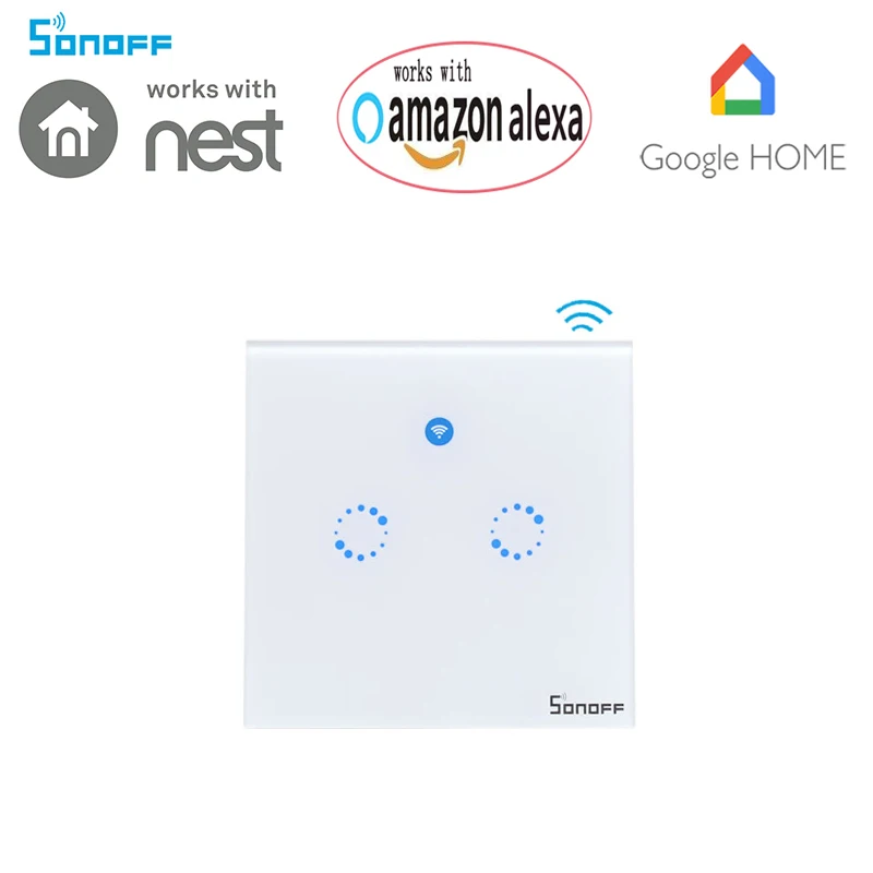 2017 New Arrival Sonoff T1 2 Gang Uk Panel Wifi Smart Rf