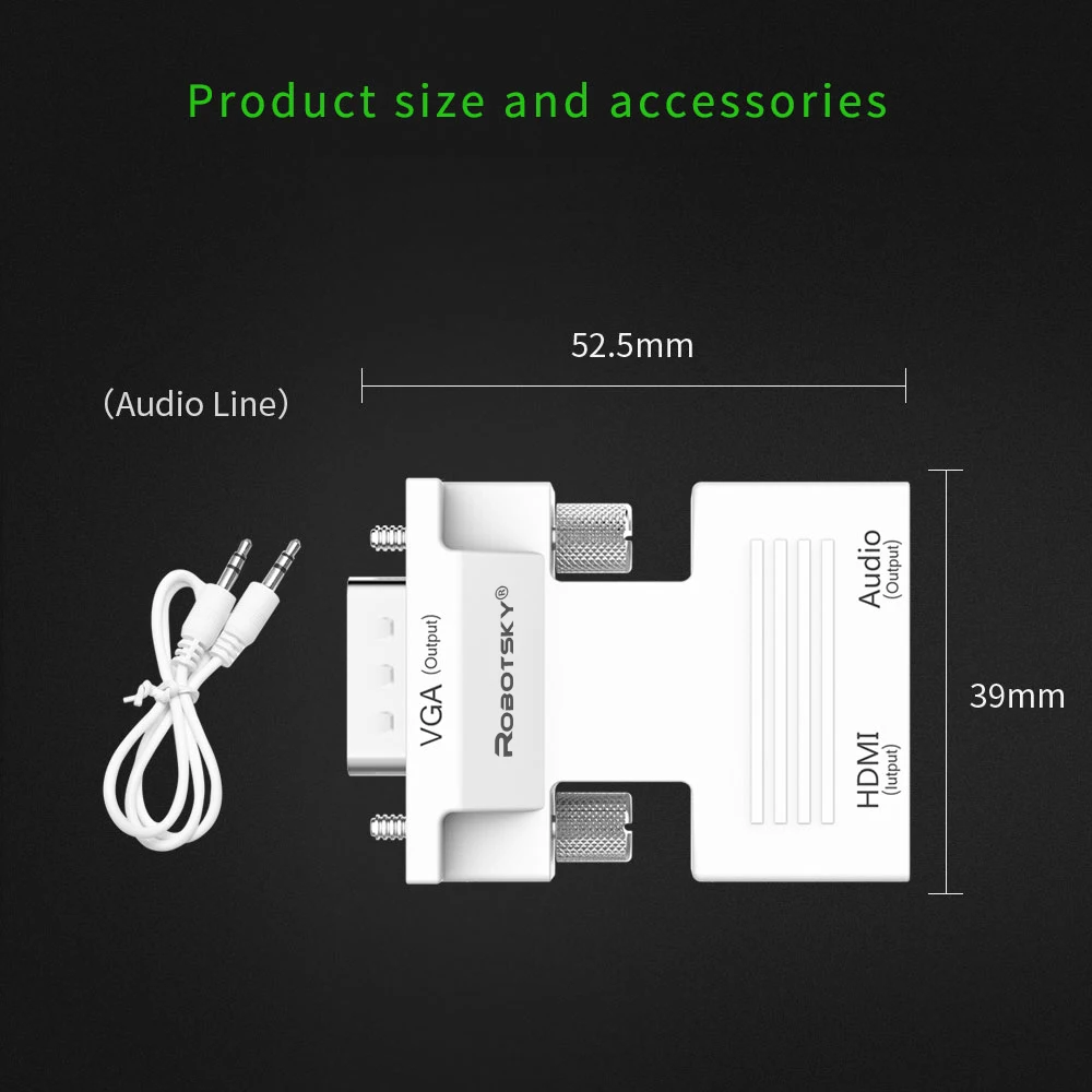 1080P HDMI в VGA конвертер с аудио адаптером мама-папа сигнал HDMI-VGA адаптер передачи аудио для HDTV проектора