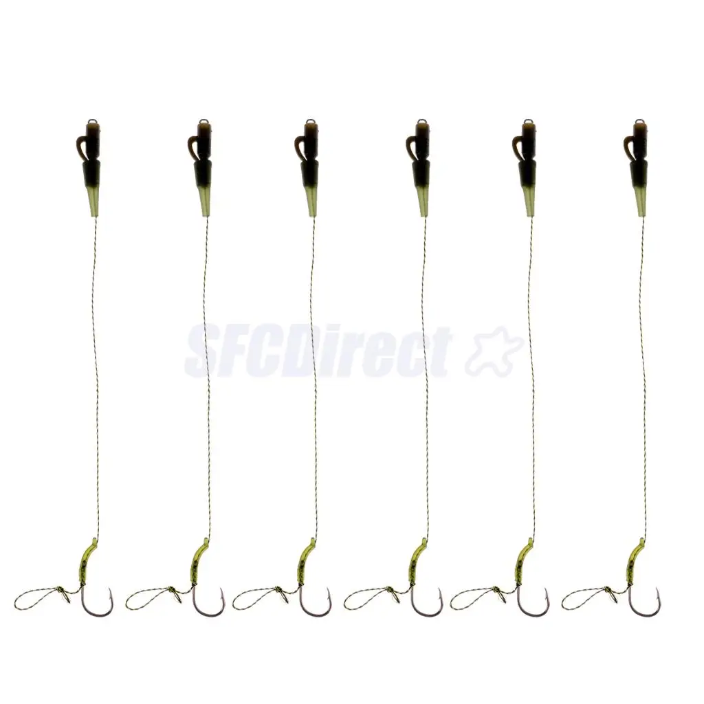 6Pcs Hair Rigs 8 Strands Braided Line Carp Fishing Rigs 2 4 6 High Carbon Steel Hook Fishing
