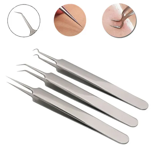 3pc/pack Acne Needle Tweezers BlackHead Pimples Removal Face Skin Care
