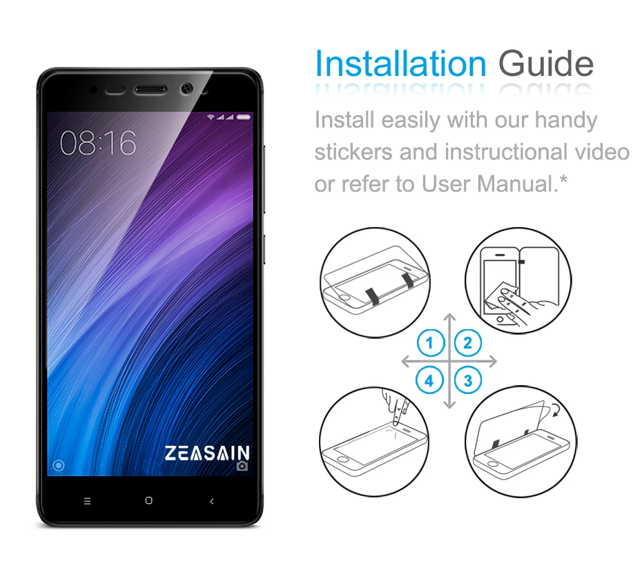 Original ZEASAIN Premium HD Full Cover Screen Protector Tempered Glass for Xiaomi Redmi 4 Pro Prime Xiomi Redmi4 Toughened Guard (2)