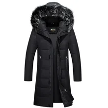 Мужской пуховик 90% утиный пух, зимняя куртка, теплый длинный пуховик, большой меховой капюшон, съемная верхняя одежда, высокое качество, 6XL куртка