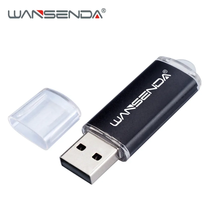 Металлический USB флеш-накопитель WANSENDA, 128 ГБ, флеш-накопитель, 4 ГБ, 8 ГБ, 16 ГБ, 32 ГБ, 64 ГБ, флеш-накопители, 256 ГБ, креативная USB флешка, флеш-накопитель - Цвет: Черный