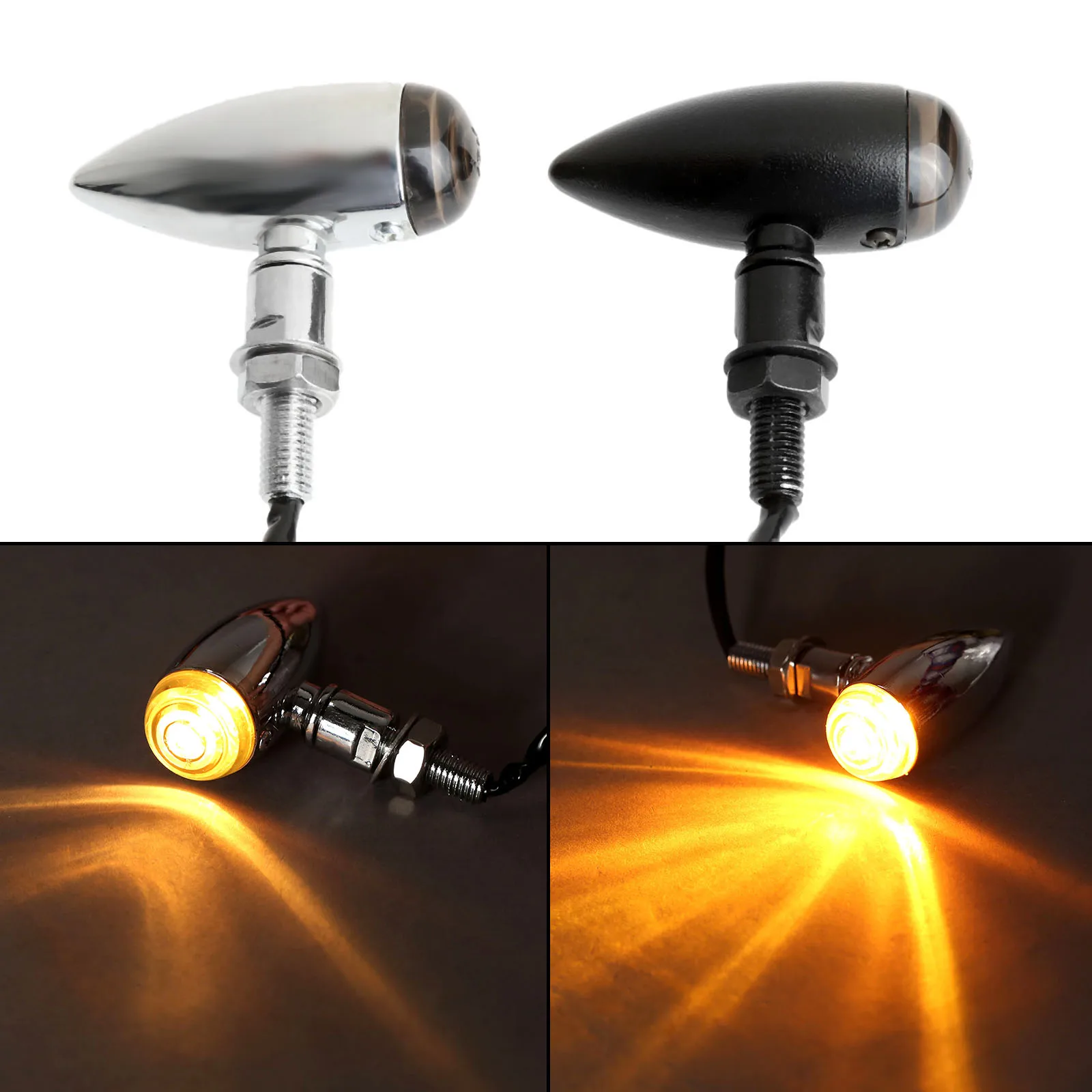 

2Pcs Bullet Universal Motorcycle Turn Signals Indicator Light Lamp Amber Blinkers Flashing For Honda Suzuki Kawasaki Yamaha