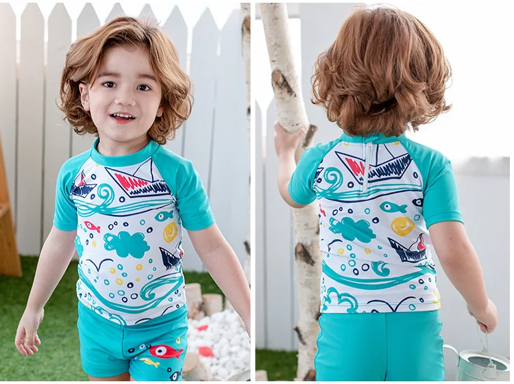 Roupa de Banho dos Miúdos Meninos Maiô Duas Peças Rash Guards Natação Troncos Nadar Conjunto Proteção Solar uv Crianças Maiôs 29 Mamãe e Bebê
