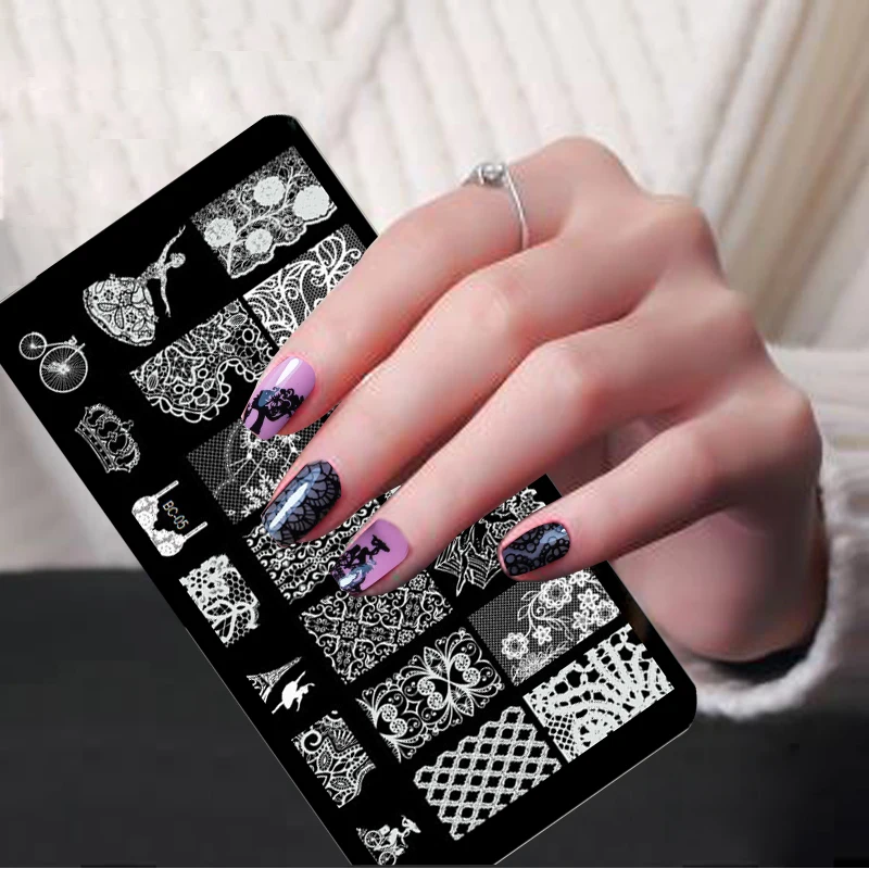 

Laced All Series Metal nail art Stamping Image Konad Plate Print Nail Art Template Lace Bra Beauty Crown Flower BC05