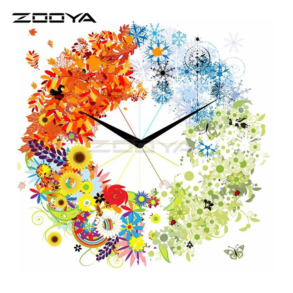 

ZOOYA 5D DIY Diamond Embroidery Flower Clock Seasons Landscape Diamond Painting Cross Stitch Full Drill Mosaic Decoration BK499