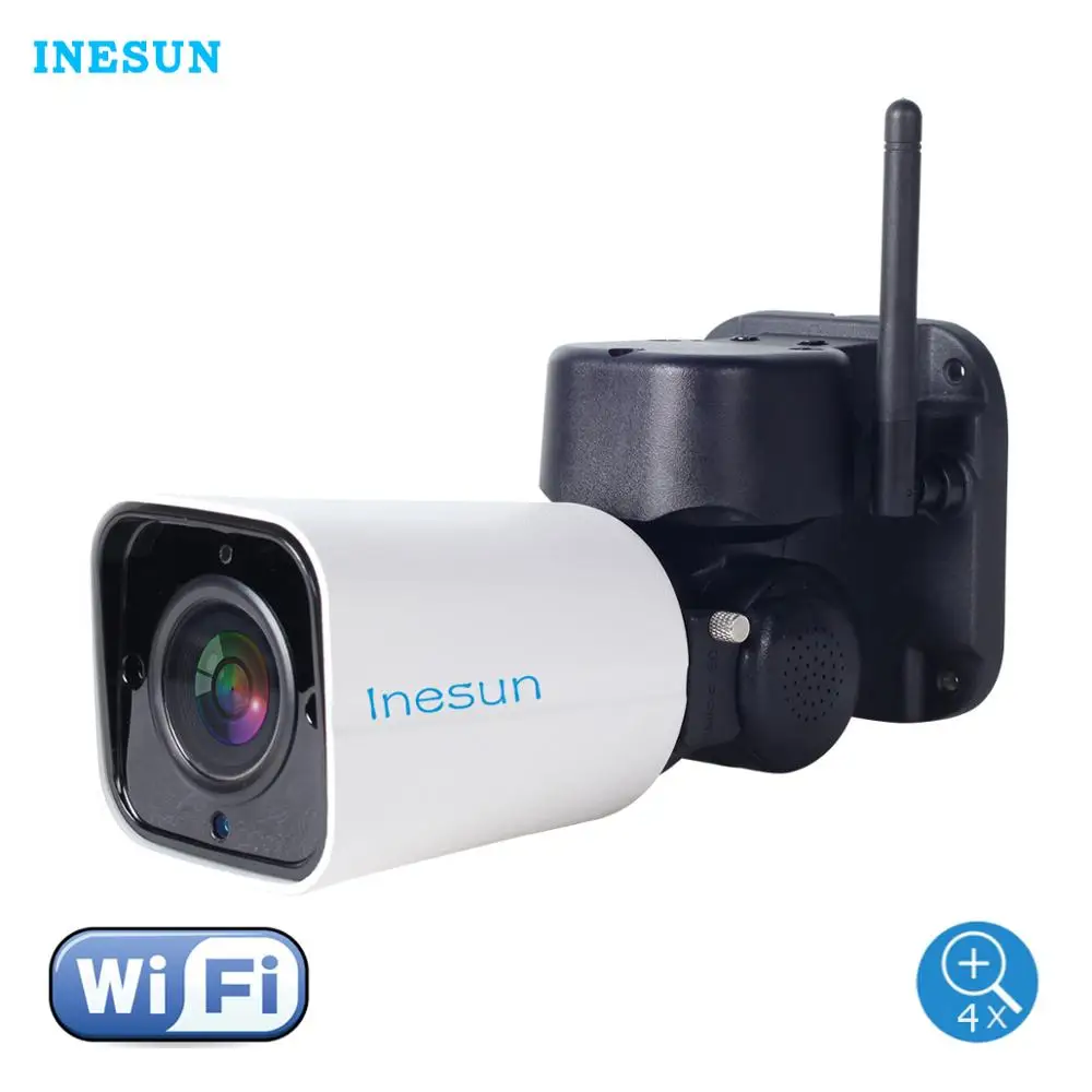 Inesun Outdoor WiFi IP Security Camera 1080P IP Camera WiFi 4X Zoom PTZ Camera 120ft IR Night Vision Two-Way Audio 128G SD Card