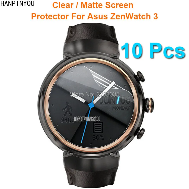 

10Pcs For Asus ZenWatch 3 SmartWatch Clear Glossy / Anti-Glare Matte Screen Protector Protective Film Guard (Not Tempered Glass)