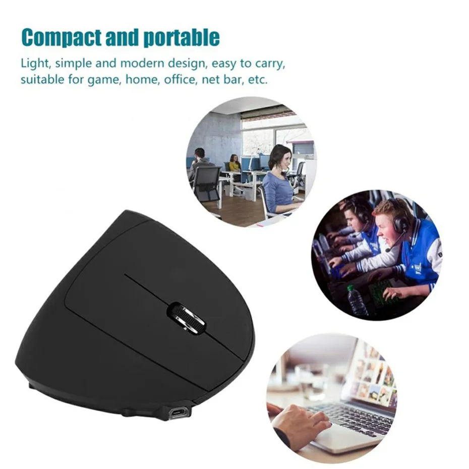 Basix Rechargeable Wireless Mouse 2.4GHz Vertical Gaming Mouse2
