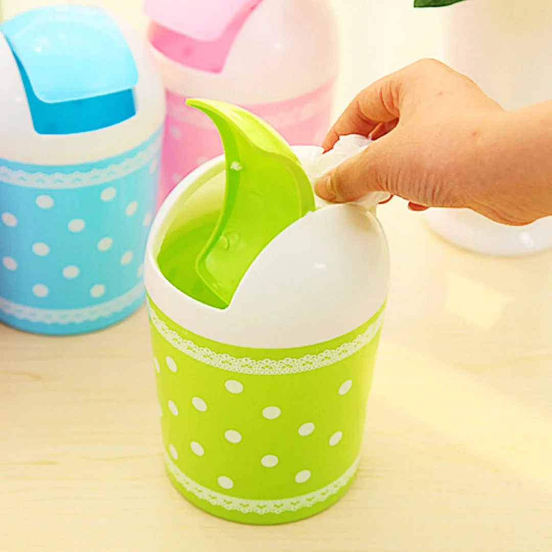 1pc PP Mini Plastic Car Table Dustbin Trash Can Waste Container Rubbish Bin Box Basket