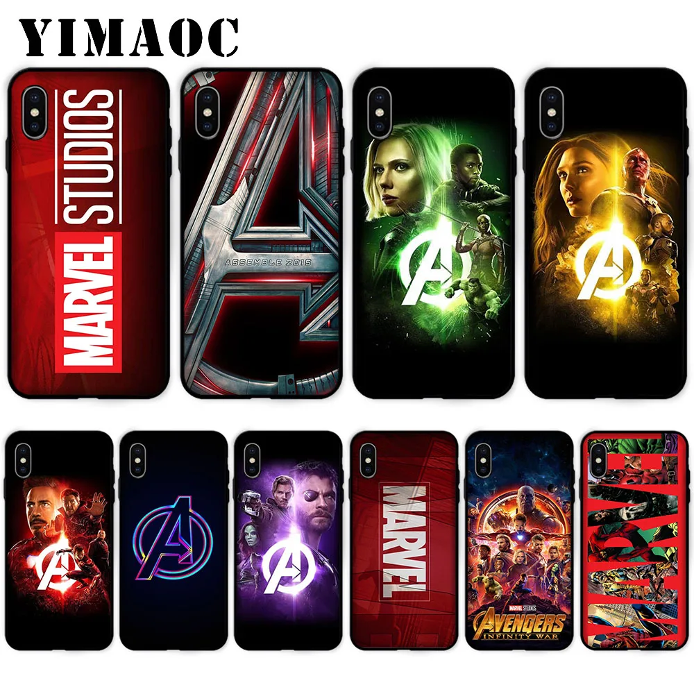 

YIMAOC Marvel Avengers Soft Case for iPhone XS Max XR X 7 8 6 6S Plus 5 5S SE