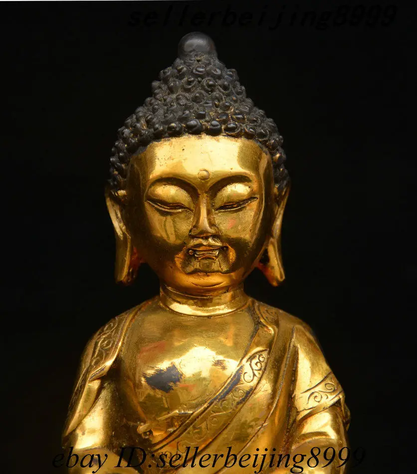 6 &quotСтарая тибетская бронзовая позолота Шакьямуни Амитабха Будды Siddhartha статуя