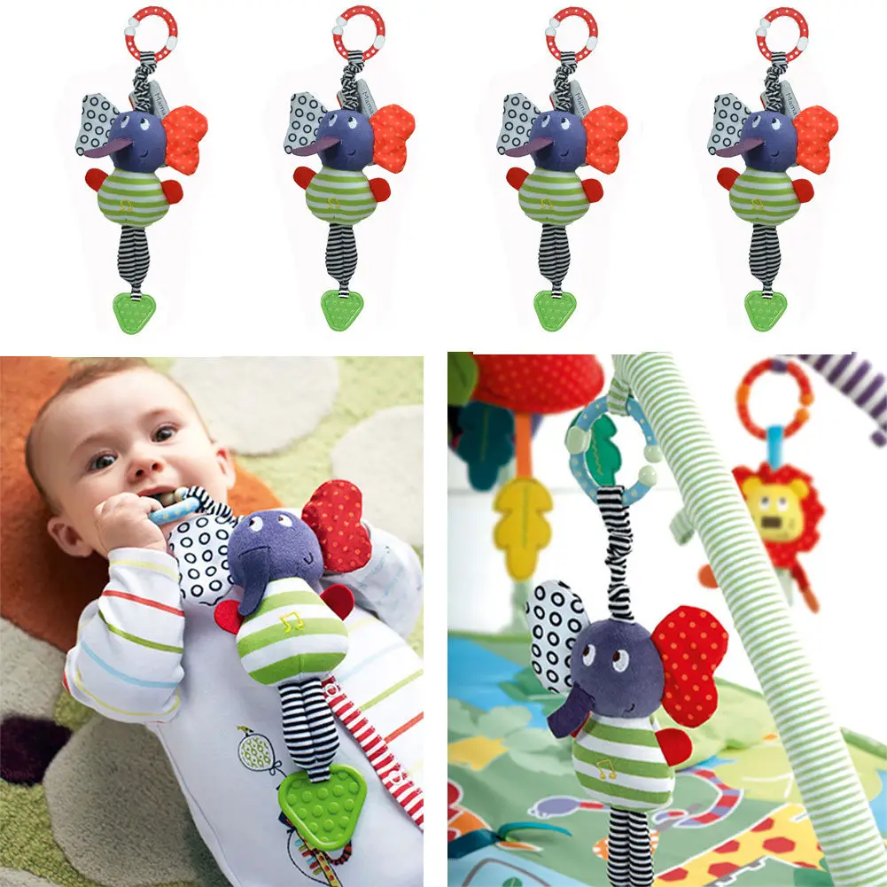 Kids Music Elephant Lathe Hang Baby Soft Dolls Educational Toys Teether XMAS