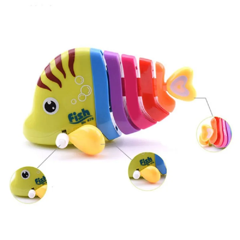 Hot Mini Clockwork Fish Cute Little Colorful Wind Up Fish Toys Chain Clockwork Children Kids Christmas 3