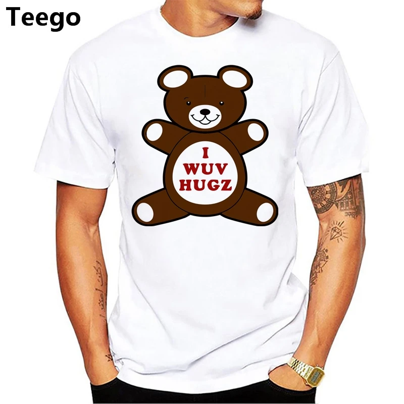 Новые летние мужские топы милые Италия Happy Bear я WUV HUGZ Футболка с принтом короткий