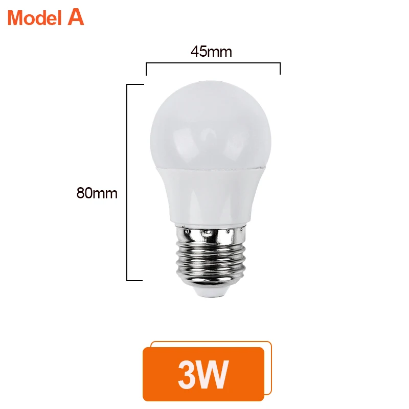 E27 Светодиодный светильник переменного тока 220 В 20 Вт 30 Вт 40 Вт 50 Вт 15 Вт 12 Вт 9 Вт 7 Вт 5 Вт 230 в 240 В без мерцания лампада светодиодный прожектор - Испускаемый цвет: Model A 3W