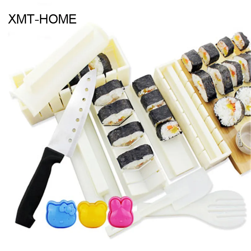 

XMT-HOME 1set sushi maker mold kit and nori seaweed knife sushi roller set rolling mat rice roll making mould kitchen tools