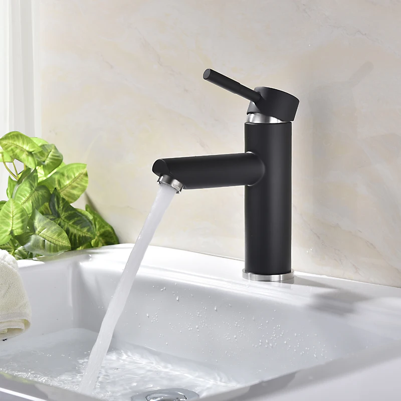 

304 stainless steel basin faucet spray paint color black white wash basin single disc kitchen
