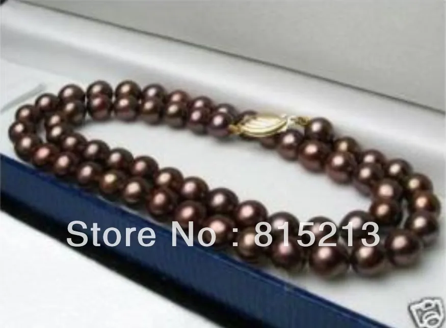 

ddh0075 Pretty 8mm Chocolate Brown South Sea Shell Pearl Necklace 18" AAA+