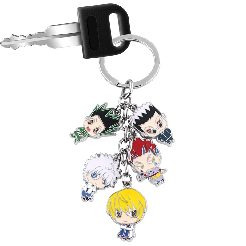 

Anime Hunter x Hunter Keychain Gon Killua Zoldyck Kurapika Hisoka Metal Figures Keyring Fahsion Car Key Chain jewelry