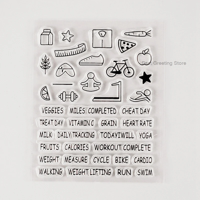 Creative Exercise Planner Journal Stamps Sheet Clear Workout Planner
