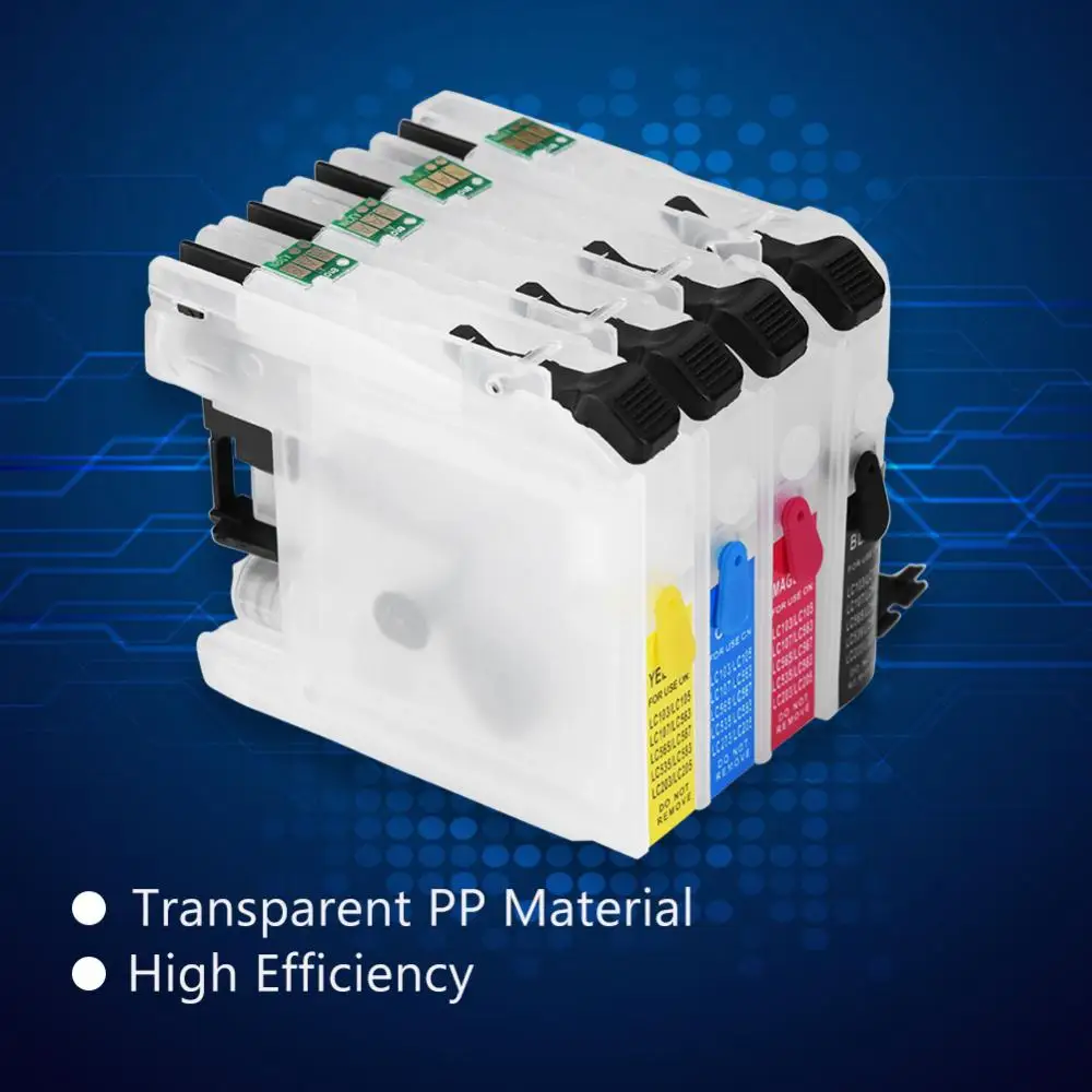 4pcs Universal Refillable Cartridge with Auto Reset Chip for Brother