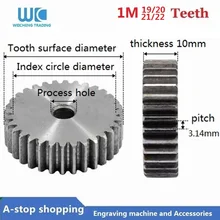 1m 19/20/21/22 dentes 1mod engrenagem pinhão buraco em branco spur engrenagem precisão indústria de máquinas 45 engrenagem de aço pinhão