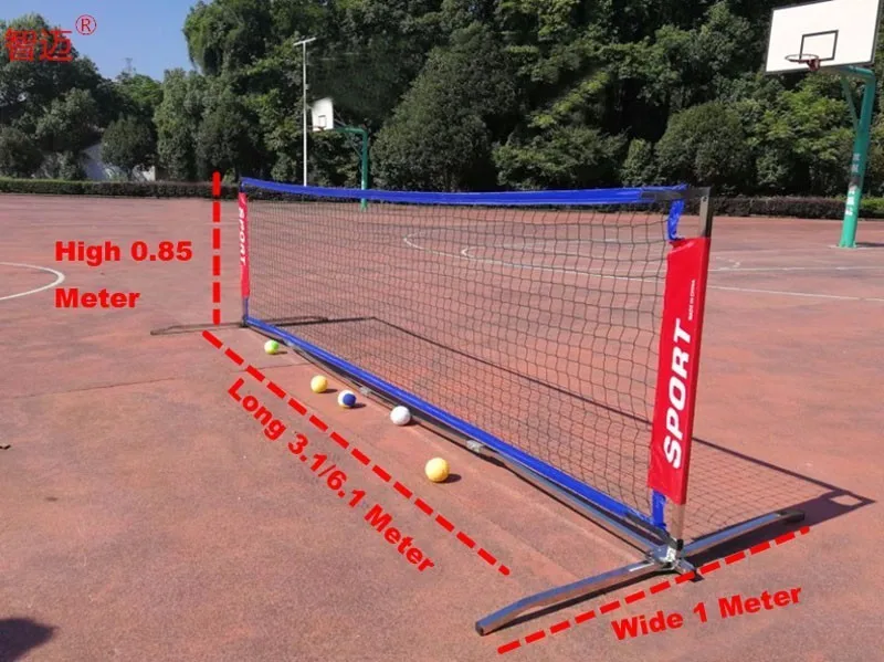 Портативный 6,1/5,1/3,1 метр теннисная сетка Стандартный теннисная сетка для футбольного матча тренировочная сеть без рамки теннисные ракетки для занятий спортом сети
