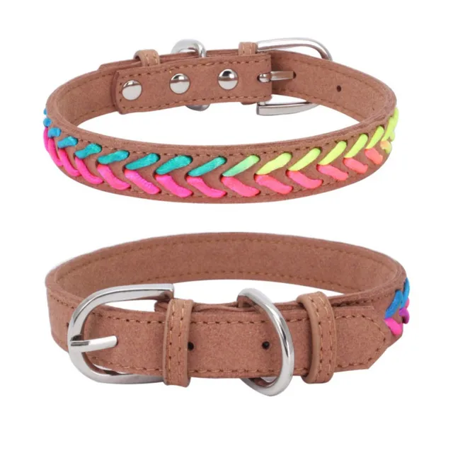 Small Medium Dogs Basic Collars Pet Dog Collar Braided Custom Leather