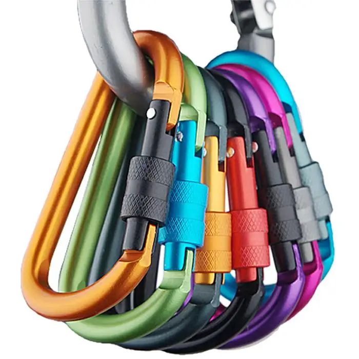 

100pcs 8CM Aluminum Carabiner D-Ring Key Chain Clip Camping Keyring Snap Hook Outdoor Travel Kit