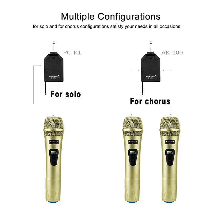 XINGMA PC-K1 беспроводной микрофон профессиональный ручной 2 канала студия двойной VHF динамический микрофон для караоке системы компьютера KTV
