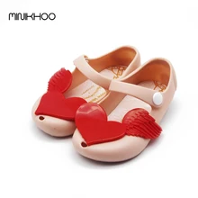 2016 Newest Mini Melissa Girls Sandals Flash Diamond Love Wings Jelly Soft-Soled Sandals Children Girl Leather Melissa Sandals