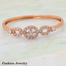 Trendy Brand designer Bracelets & bangles rose gold white Cubic Zirconia fashion jewelry B243