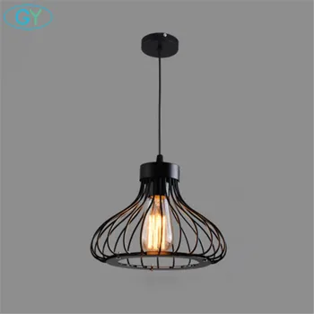 

AC110-240V Wrought iron pendant lamp loft Edison bulb hanging lights iron home lighting black Metal nordic pendant lighting