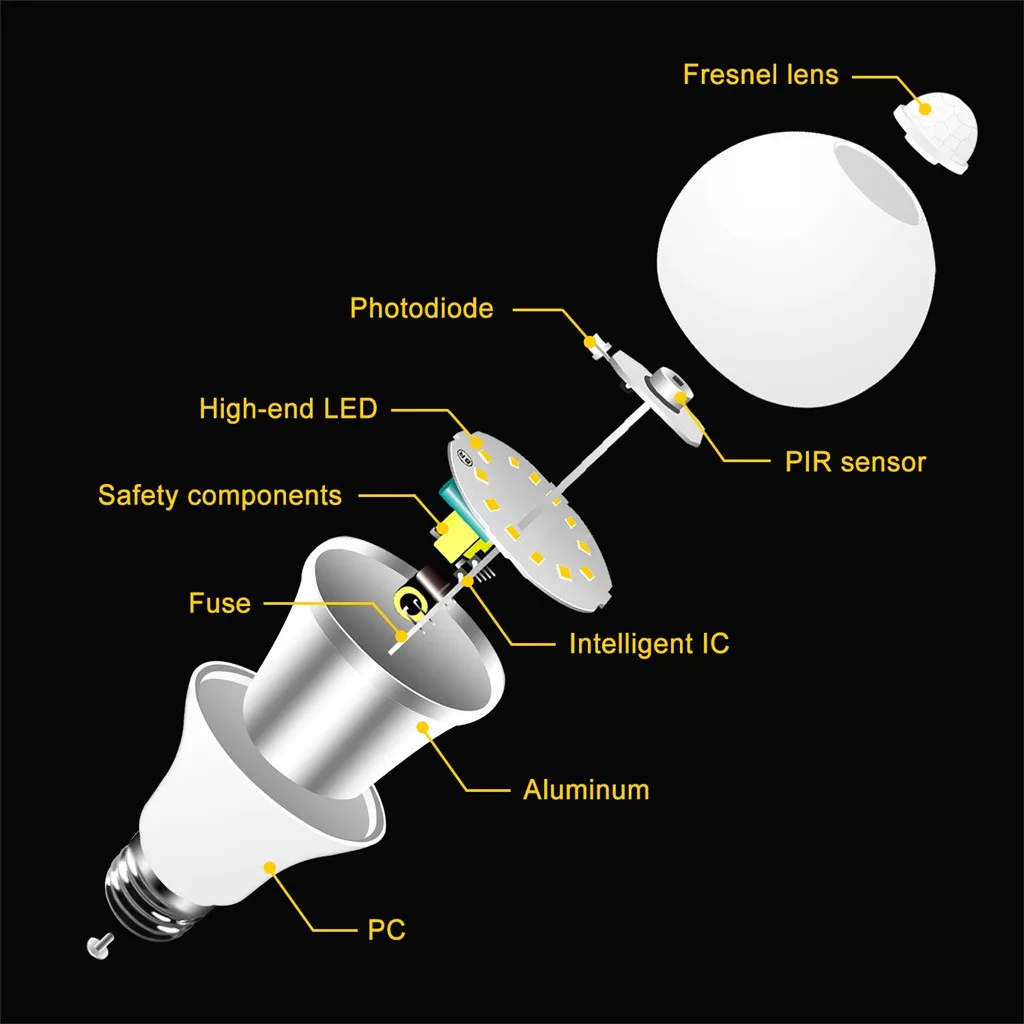 E27 LED PIR Motion Sensor Infrared Auto Energy Saving Light Lamp Bulb lampada led 12V Intelligent sensor Bulbs bombillas