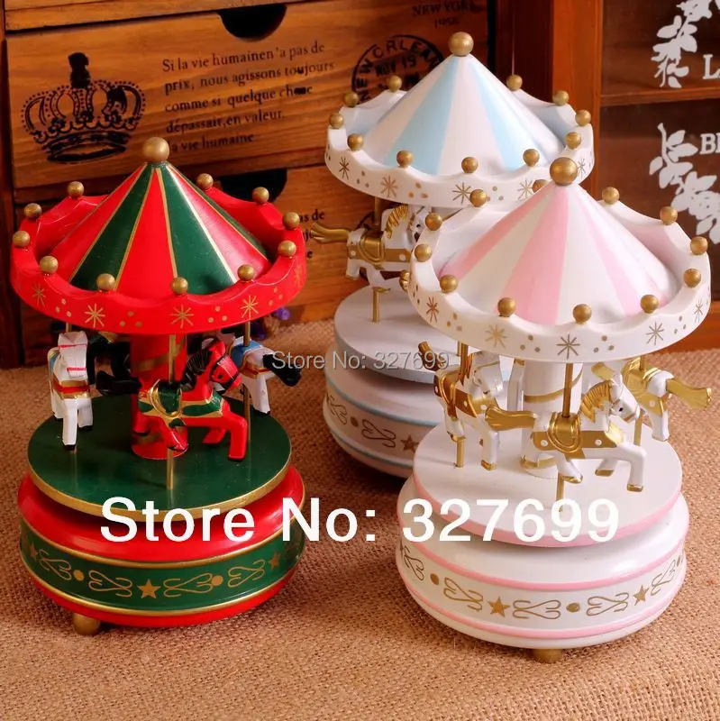 Creative Christmas Gift Swivel Music Box Princess Resin Carousel Design
